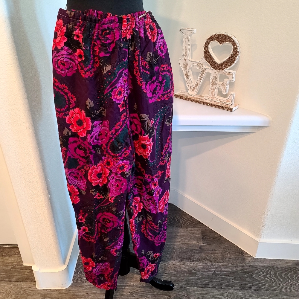 Vintage 80s 90s print  pants Carole Little - Picture 5 of 5